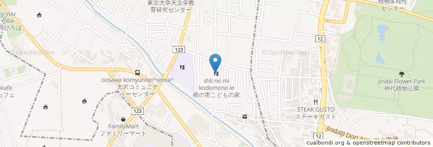 Mapa de ubicacion de 椎の実こどもの家 en 日本, 東京都, 三鷹市.