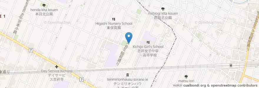 Mapa de ubicacion de 樫の実幼稚園 en Japan, Tokio, 杉並区, 武蔵野市.