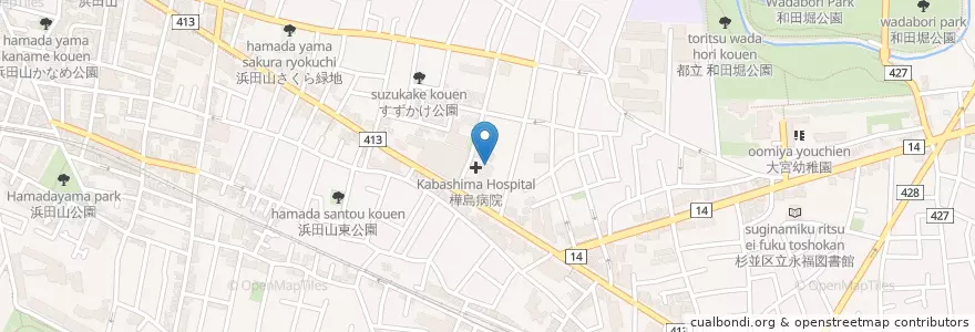 Mapa de ubicacion de 樺島会樺島病院 en 日本, 東京都, 杉並区.