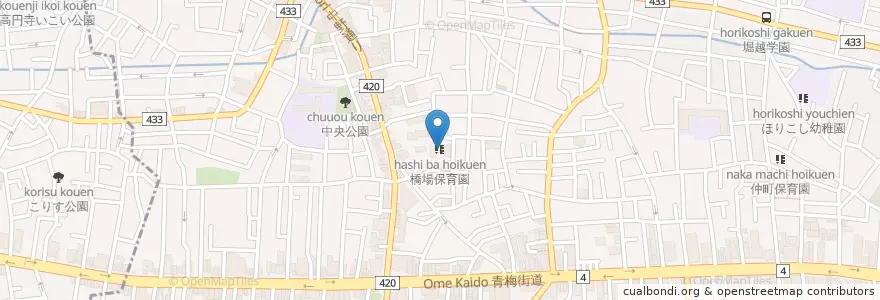 Mapa de ubicacion de 橋場保育園 en Japan, 東京都, 中野区.