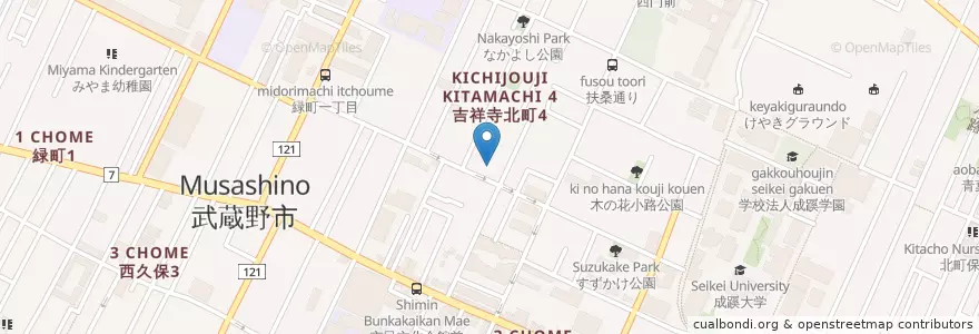 Mapa de ubicacion de 武蔵野中央第二幼稚園 en Japan, Tokio, 武蔵野市.