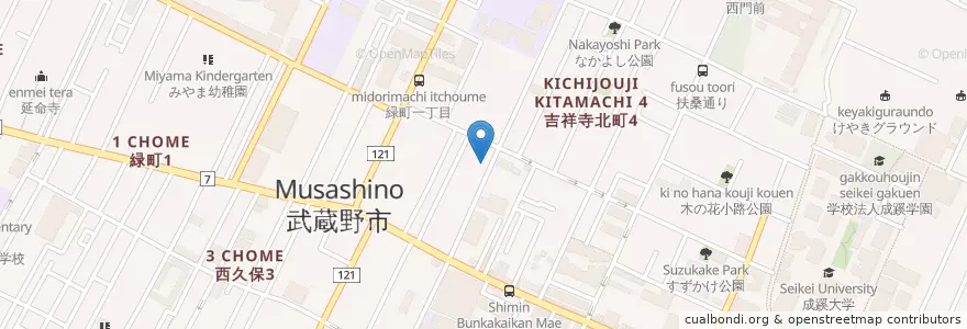 Mapa de ubicacion de 武蔵野社会保険事務所 en Japonya, 東京都, 武蔵野市.