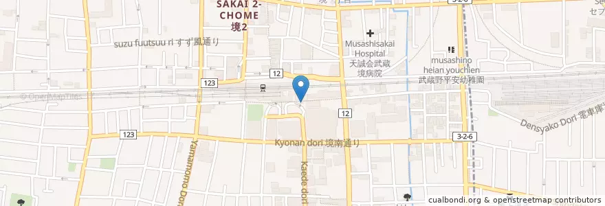 Mapa de ubicacion de 武蔵野警察署武蔵境駅南口交番 en 일본, 도쿄도.