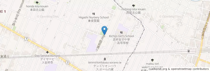 Mapa de ubicacion de 武蔵野警察署稲荷前駐在所 en 日本, 东京都/東京都, 杉並区, 武蔵野市.