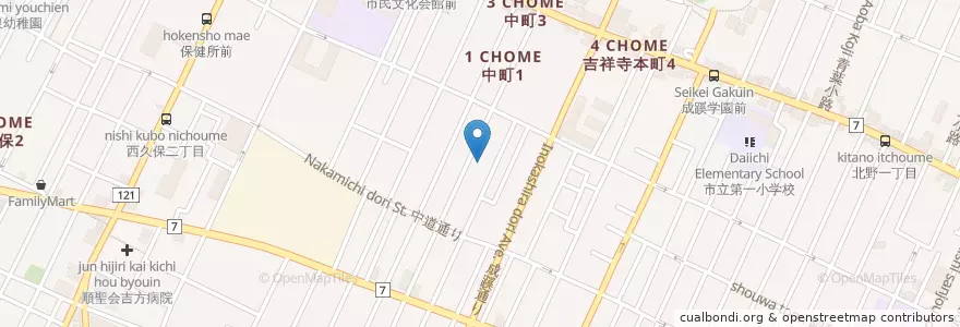 Mapa de ubicacion de 武蔵野赤十字保育園 en Jepun, 東京都, 武蔵野市.