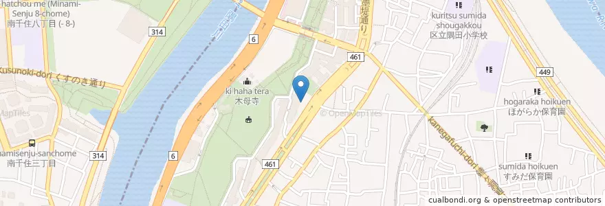 Mapa de ubicacion de 水神保育園 en Japonya, 東京都, 墨田区.