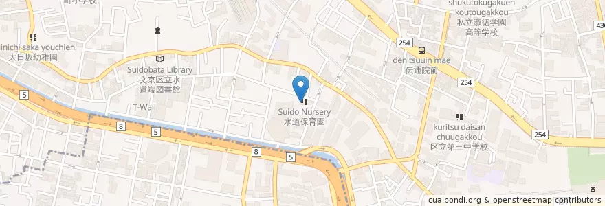 Mapa de ubicacion de 水道児童館 en 일본, 도쿄도, 분쿄구.