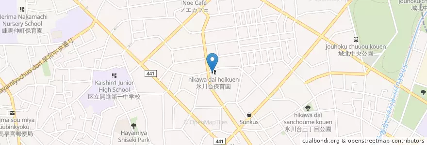 Mapa de ubicacion de 氷川台保育園 en 일본, 도쿄도, 練馬区.