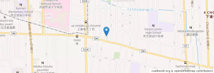 Mapa de ubicacion de 永寿会三鷹中央病院 en Japão, Tóquio, 三鷹市.