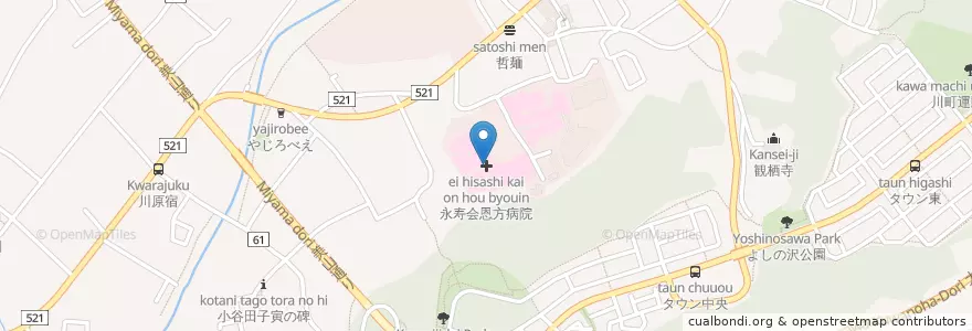Mapa de ubicacion de 永寿会恩方病院 en Jepun, 東京都, 八王子市.