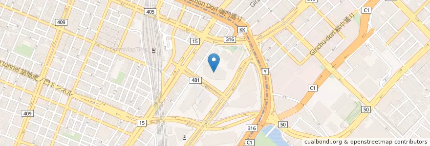Mapa de ubicacion de 汐留シティセンター郵便局 en Japonya, 東京都, 港区.