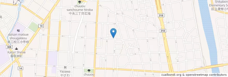 Mapa de ubicacion de 江戸川中央三郵便局 en 일본, 도쿄도, 江戸川区.