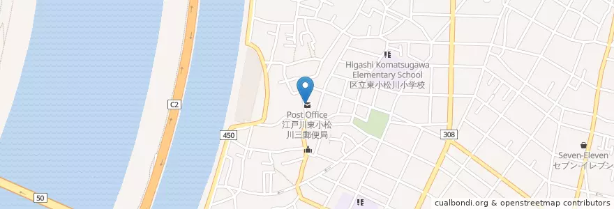 Mapa de ubicacion de 江戸川東小松川三郵便局 en 일본, 도쿄도, 江戸川区.