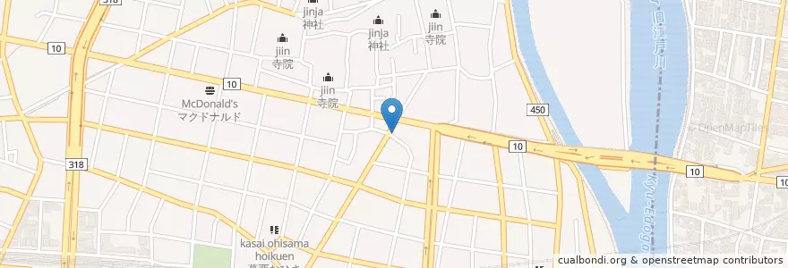 Mapa de ubicacion de 江戸川長島郵便局 en Giappone, Tokyo, 江戸川区.