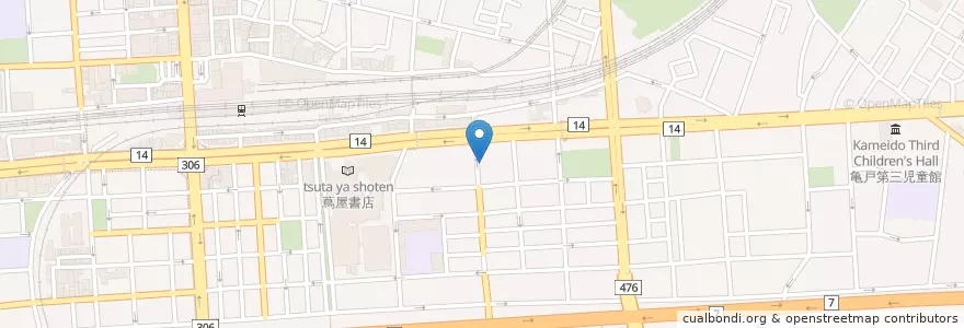 Mapa de ubicacion de 江東亀戸六郵便局 en Japan, 東京都, 江東区.