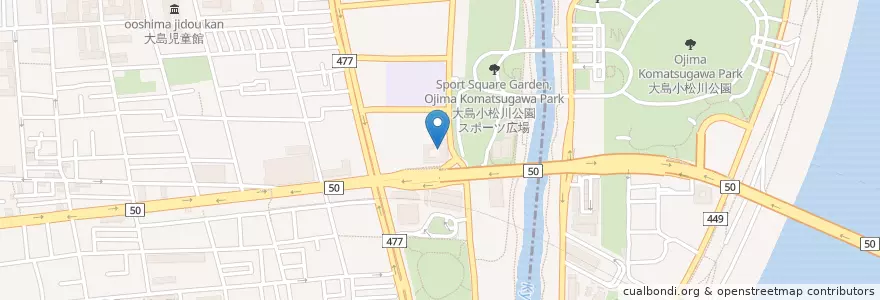 Mapa de ubicacion de 江東区立 東大島図書館 en 日本, 东京都/東京都, 江戸川区.