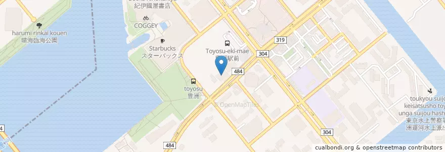 Mapa de ubicacion de 江東区立豊洲図書館 en Japão, Tóquio, 江東区.