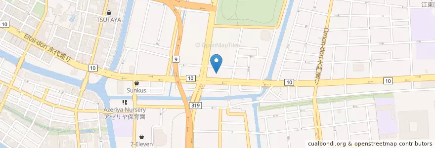 Mapa de ubicacion de 江東木場郵便局 en Япония, Токио, Кото.