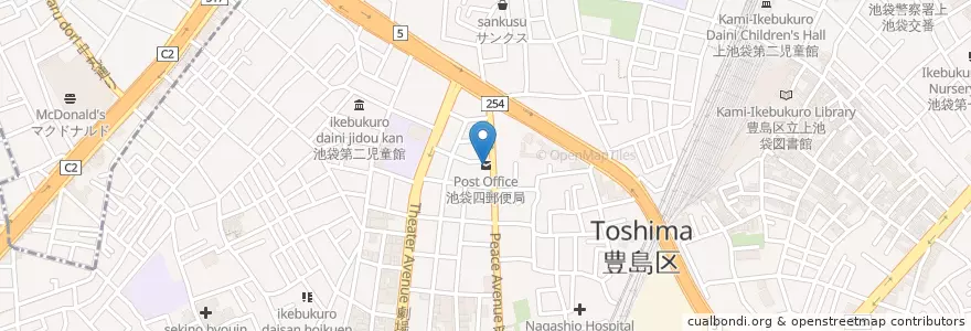 Mapa de ubicacion de 池袋四郵便局 en 日本, 東京都, 豊島区.