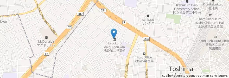 Mapa de ubicacion de 池袋第二児童館 en Japan, Tokio, 豊島区.