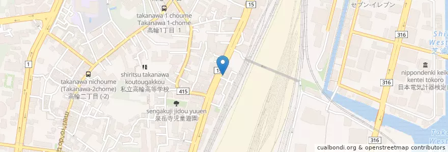 Mapa de ubicacion de 泉岳寺駅前郵便局 en Japan, 東京都, 港区.