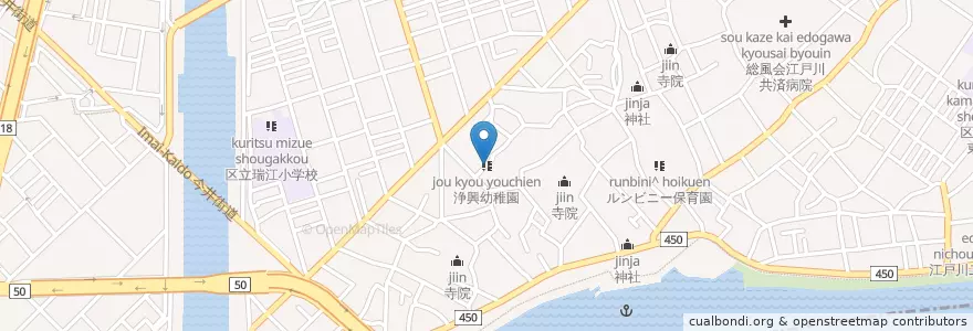 Mapa de ubicacion de 浄興幼稚園 en Jepun, 東京都, 江戸川区.