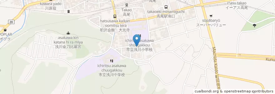 Mapa de ubicacion de 浅川児童館 en Japan, 東京都, 八王子市.