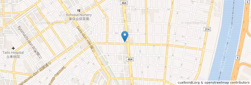 Mapa de ubicacion de 浅草警察署 東浅草交番 en Japan, Tokio, 台東区.