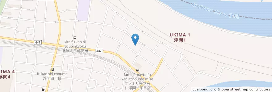 Mapa de ubicacion de 浮間保育園 en Japon, 北区.