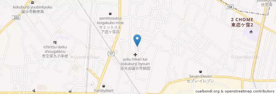 Mapa de ubicacion de 浴光保育園 en Jepun, 東京都, 国分寺市.