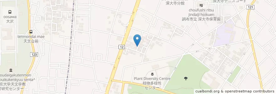 Mapa de ubicacion de 深大寺保育園 en Japon, Tokyo, 調布市.