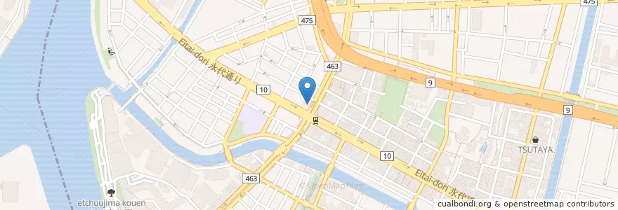 Mapa de ubicacion de 深川警察署門前仲町交番 en Japão, Tóquio, 江東区.