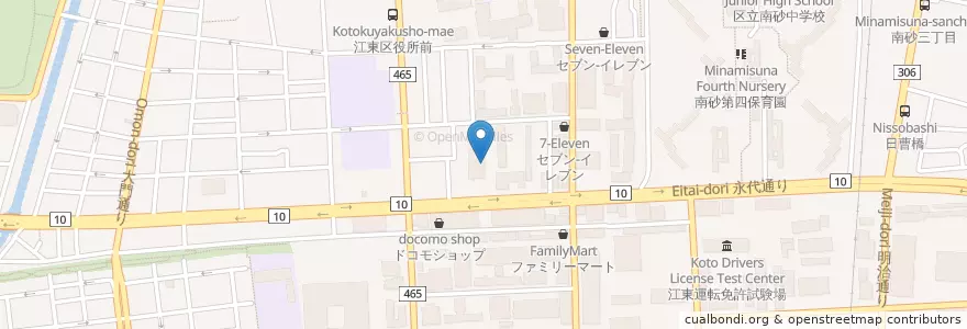 Mapa de ubicacion de 深川郵便局 en 日本, 东京都/東京都, 江東区.