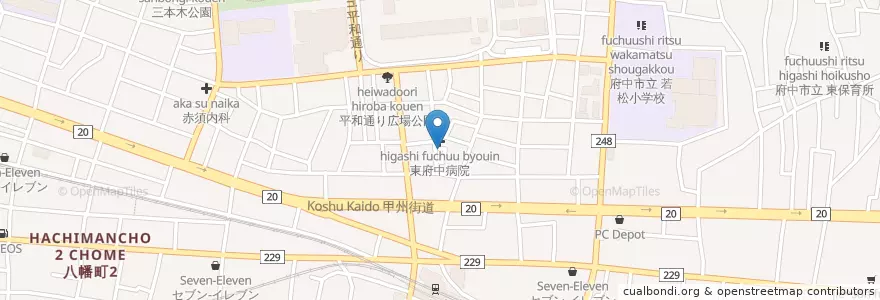 Mapa de ubicacion de 清新会東府中病院 en Japon, Tokyo, 府中市.