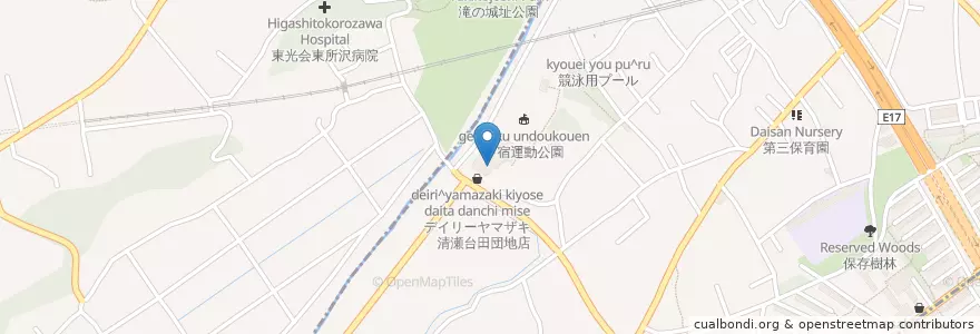Mapa de ubicacion de 清瀬市立下宿図書館 en Japão, Tóquio, 清瀬市.
