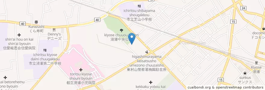 Mapa de ubicacion de 清瀬市立中央図書館 en Giappone, Tokyo, 清瀬市.