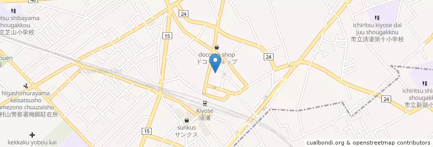 Mapa de ubicacion de 清瀬市立駅前図書館 en Japonya, 東京都, 清瀬市.