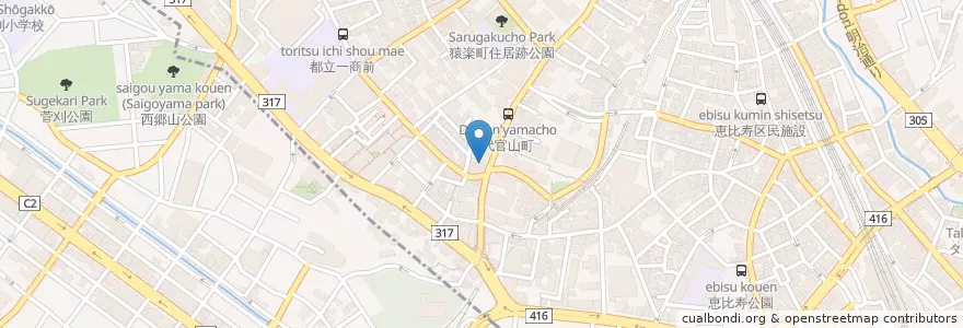 Mapa de ubicacion de 渋谷代官山郵便局 en Jepun, 東京都, 目黒区.