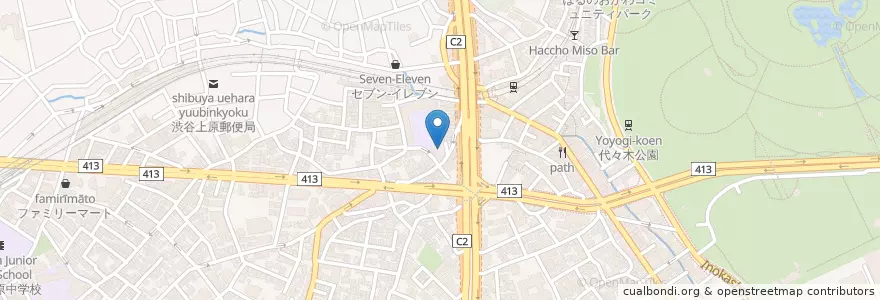 Mapa de ubicacion de 渋谷区立富ケ谷図書館 en Japón, Tokio, Shibuya.