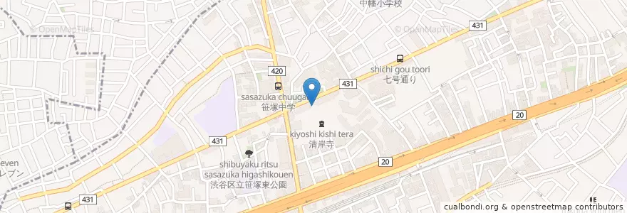 Mapa de ubicacion de 渋谷幡ヶ谷郵便局 en 日本, 東京都, 渋谷区.