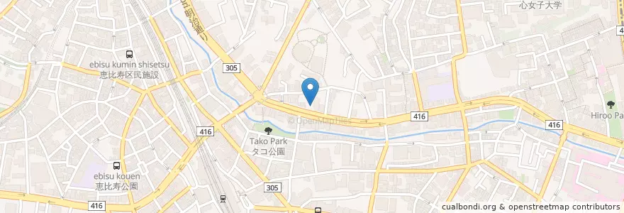 Mapa de ubicacion de 渋谷橋郵便局 en 日本, 東京都, 渋谷区, 広尾.
