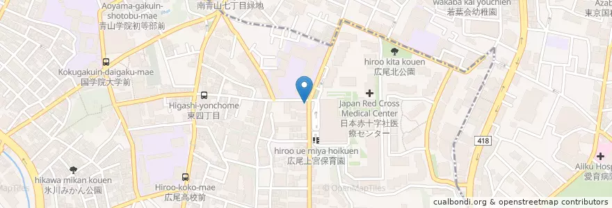 Mapa de ubicacion de 渋谷警察署 日赤病院前交番 en Japan, Tokio, 渋谷区, 広尾.