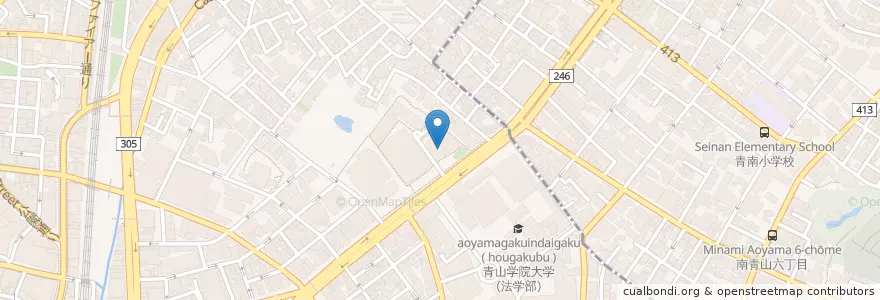 Mapa de ubicacion de 渋谷青山通郵便局 en Japonya, 東京都, 渋谷区.