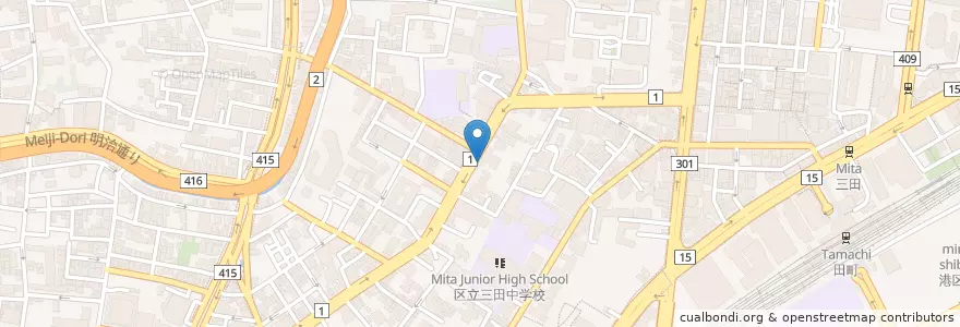 Mapa de ubicacion de 港三田四郵便局 en Япония, Токио, Минато.