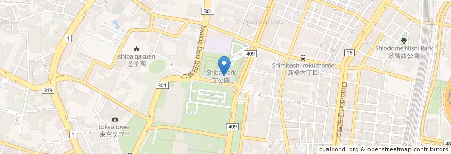 Mapa de ubicacion de 港区立みなと図書館 en 日本, 東京都, 港区.