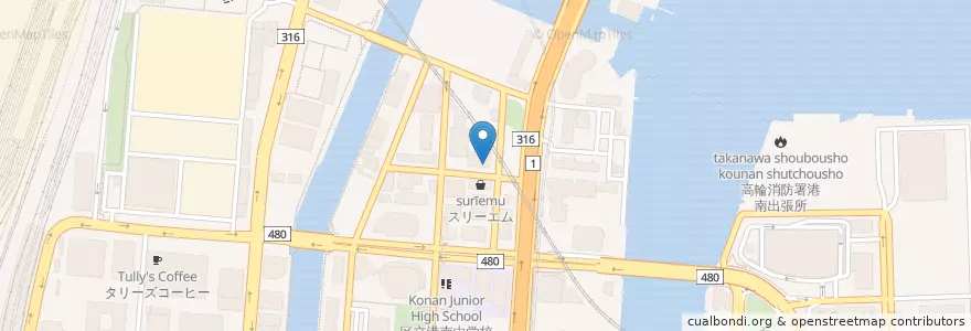 Mapa de ubicacion de 港区立港南図書館 en Japan, 東京都, 港区.