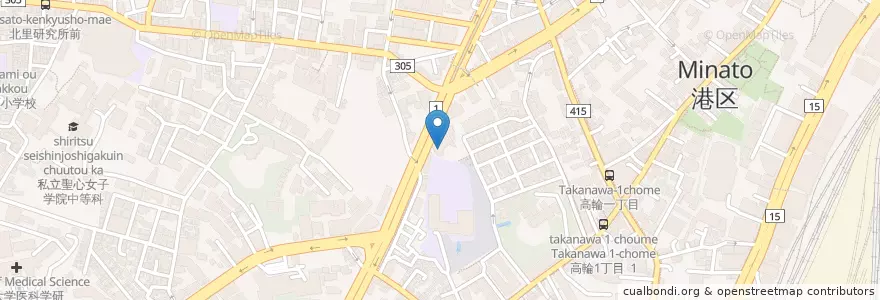 Mapa de ubicacion de 港区立高輪図書館 en Japão, Tóquio, 港区.
