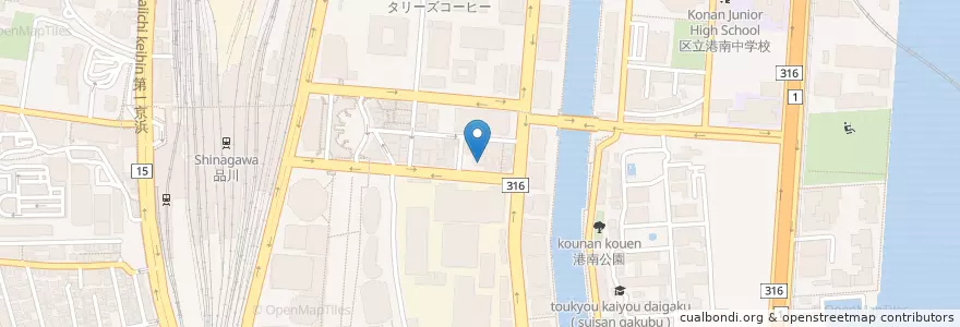 Mapa de ubicacion de 港港南郵便局 en ژاپن, 東京都.