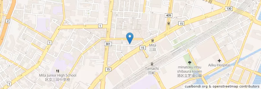 Mapa de ubicacion de 港芝五郵便局 en Япония, Токио, Минато.
