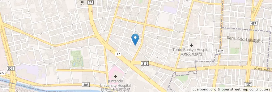 Mapa de ubicacion de 湯島児童館 en Japão, Tóquio, 文京区.